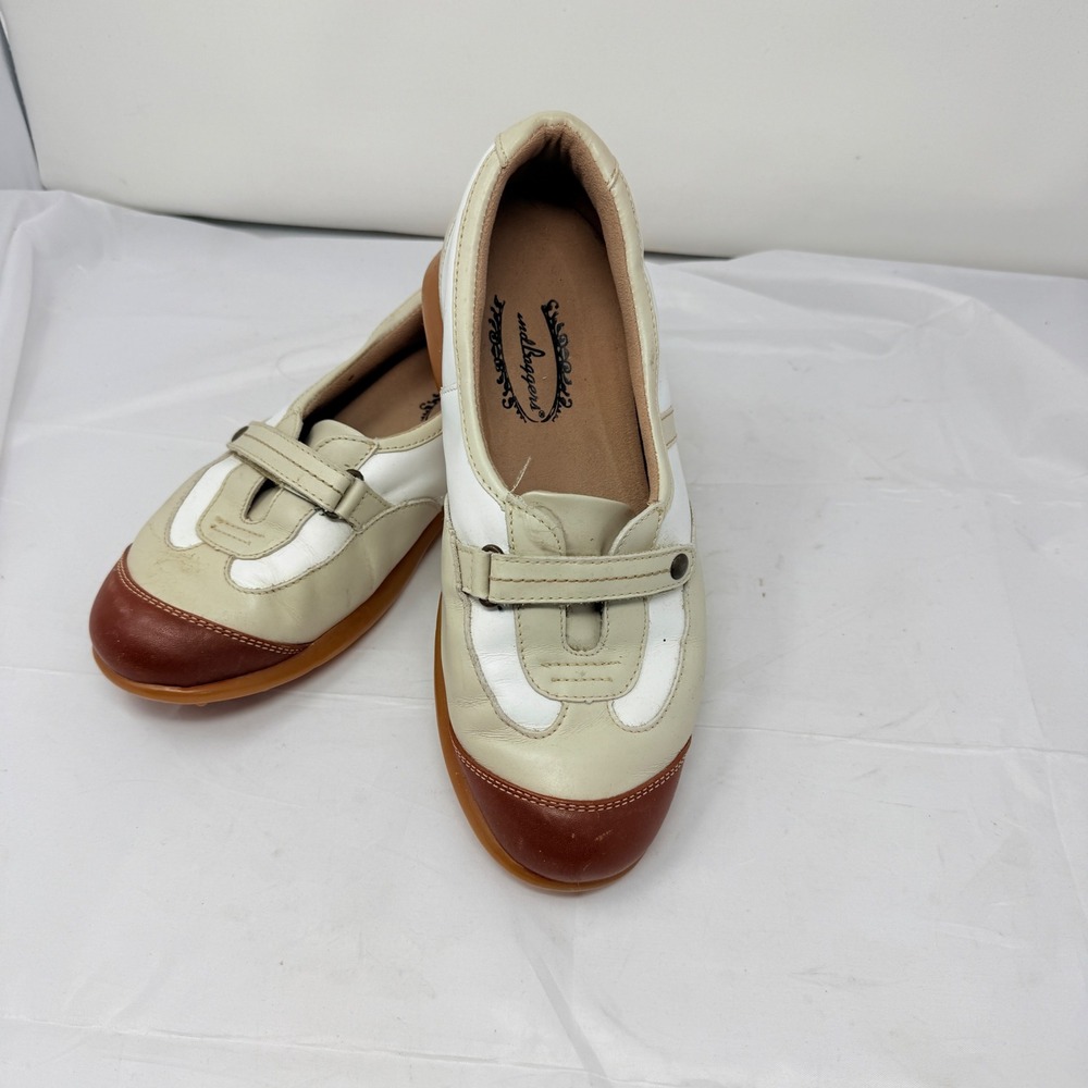 Sandbaggers Gina Womens Mary Jane's Spikeless Golf Leather Cream Brown Size 8